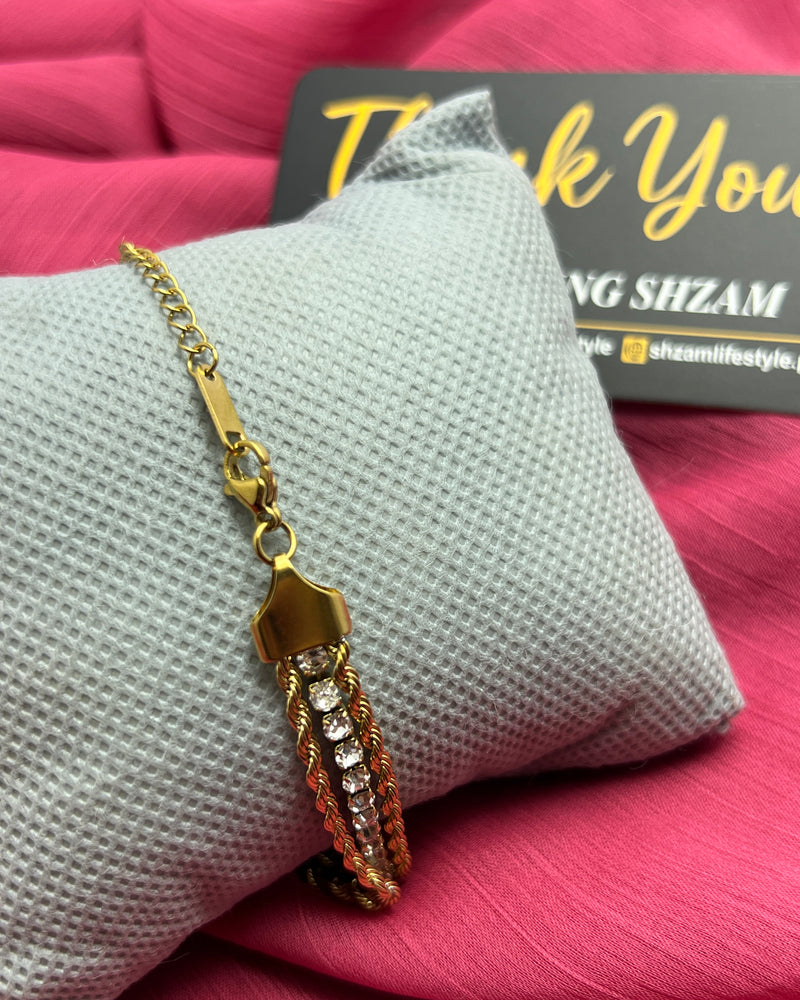 Premium Crystal Tennis Gold Plated Finish Bracelet for Women