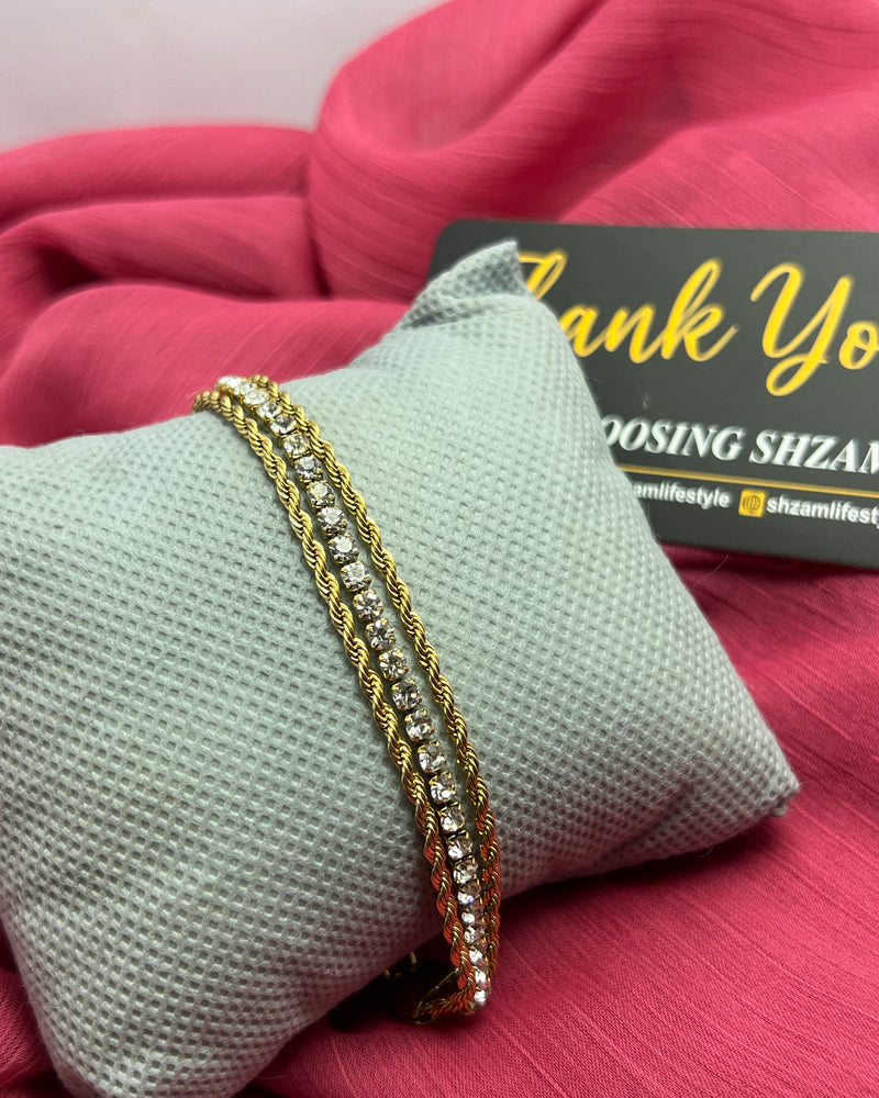 Premium Crystal Tennis Gold Plated Finish Bracelet for Women