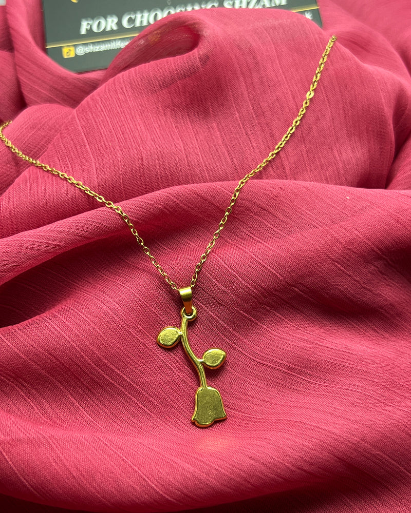 Golden Rose Pendant Neck Chain for Women